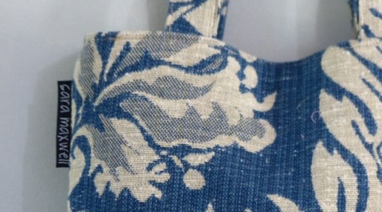blue linen purse